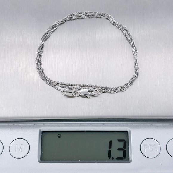 Vintage BGE Sterling Silver 925 0.9mm Singapore Chain Necklace 18" - Picture 3 of 3